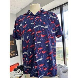 Men's Flamingo Short Sleeve Button-up Size L